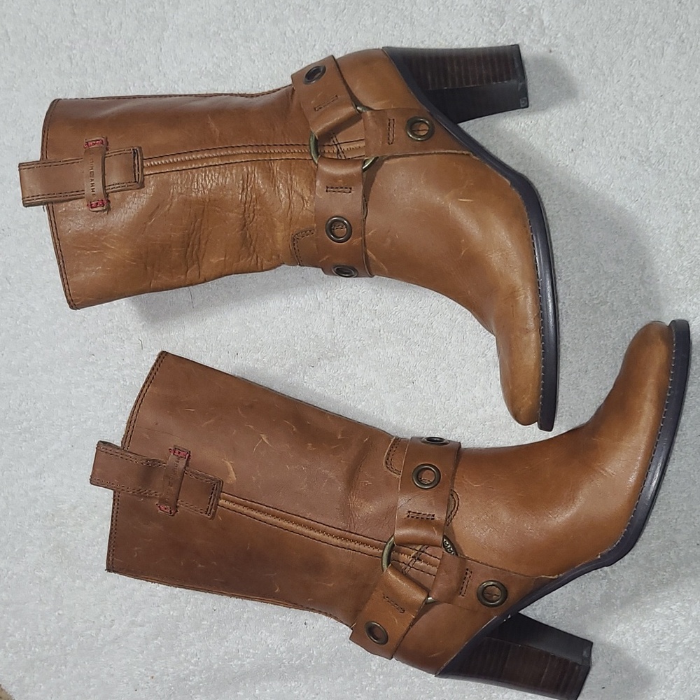 Tommy Hilfiger Harness Moto Style Boots Size  8
